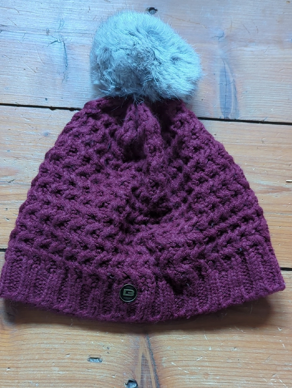 214-Bula Winter Pom-Pom Beanie in Burgundy For Women
